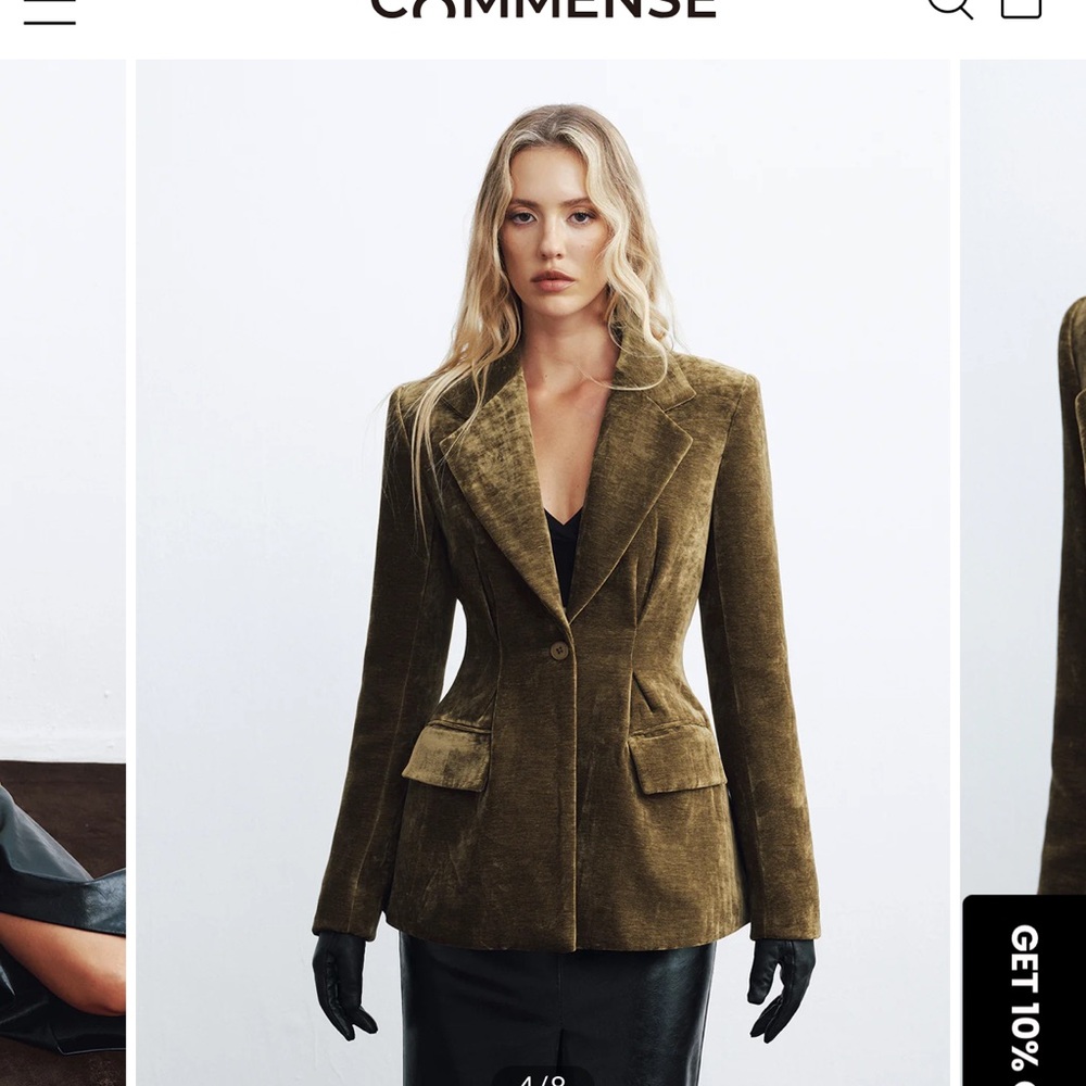 Velvet single button blazer - Picture 3 of 4
